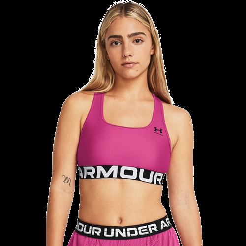 Women's HeatGear® Armour Mid Branded Sports Bra - Astro Pink